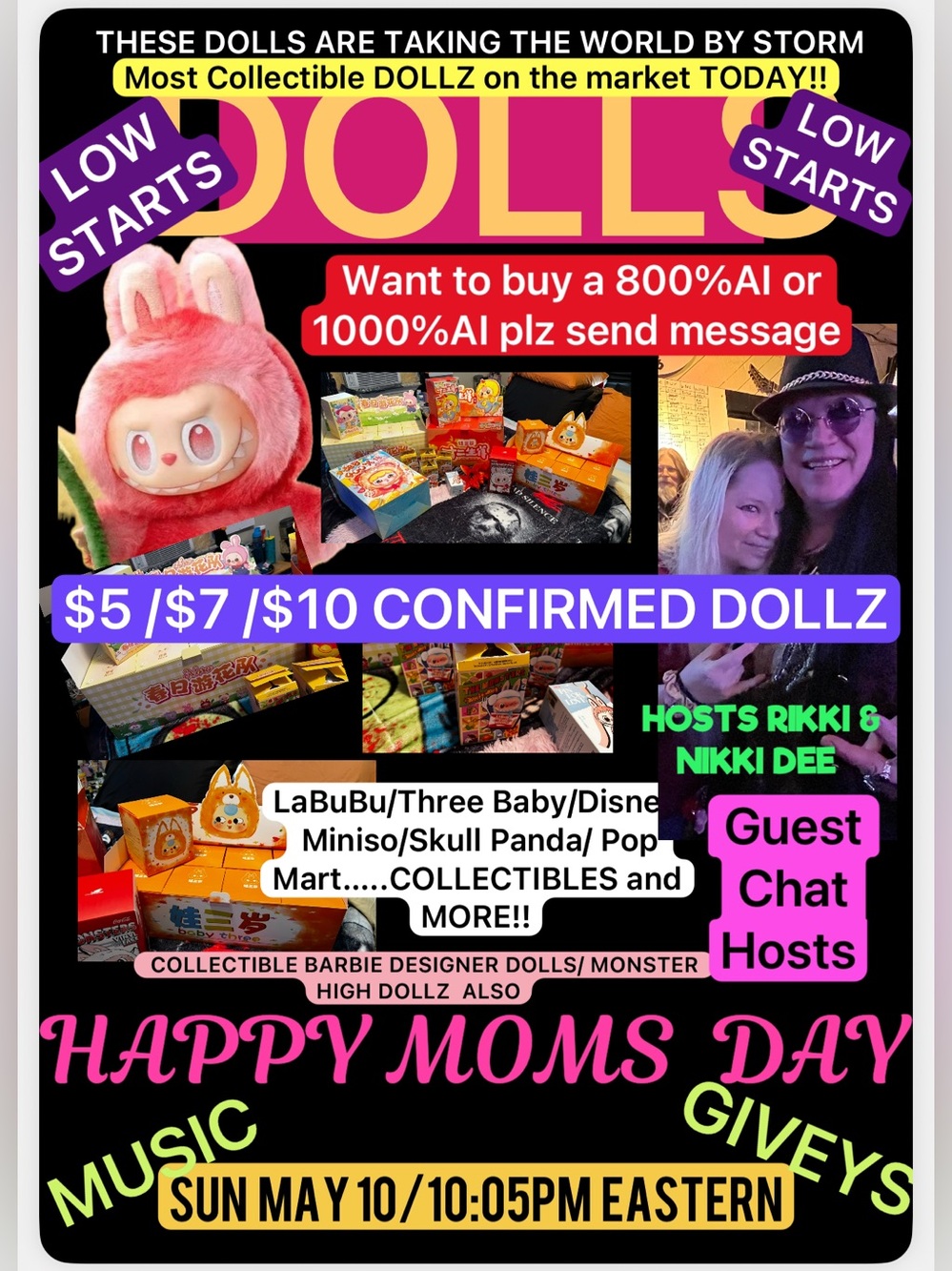 MOMS DAY DOLLZ LIVE / $7 CONFIRMED / GIVEYS / GIFT WHEEL /  MUSIC/ FUN